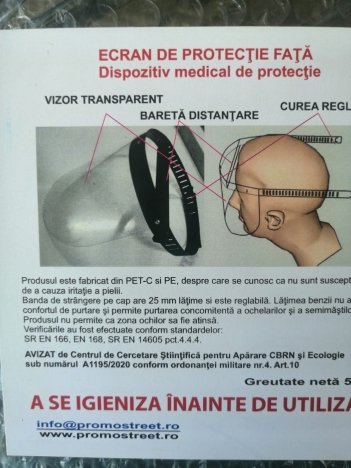 Viziera medicala de protectie din PET & PE